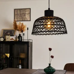 Style Boho-Chic-hofstein Suspension Muritinga Noir, 1 lumière