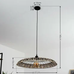Style Boho-Chic-hofstein Suspension Musuku Noir, 1 lumière