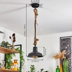 Style Boho-Chic-hofstein Suspension Nacate Écru, Noir, 1 lumière