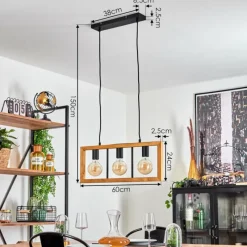 Lampes Vintages & Rétros-hofstein Suspension Nauleua Noir, 3 lumières