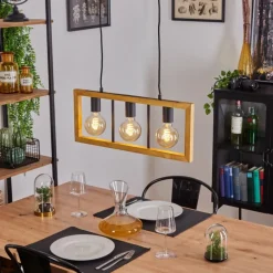 Lampes Vintages & Rétros-hofstein Suspension Nauleua Noir, 3 lumières