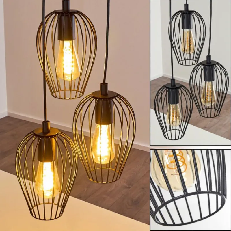 hofstein Suspension Negril Noir, 3 lumières