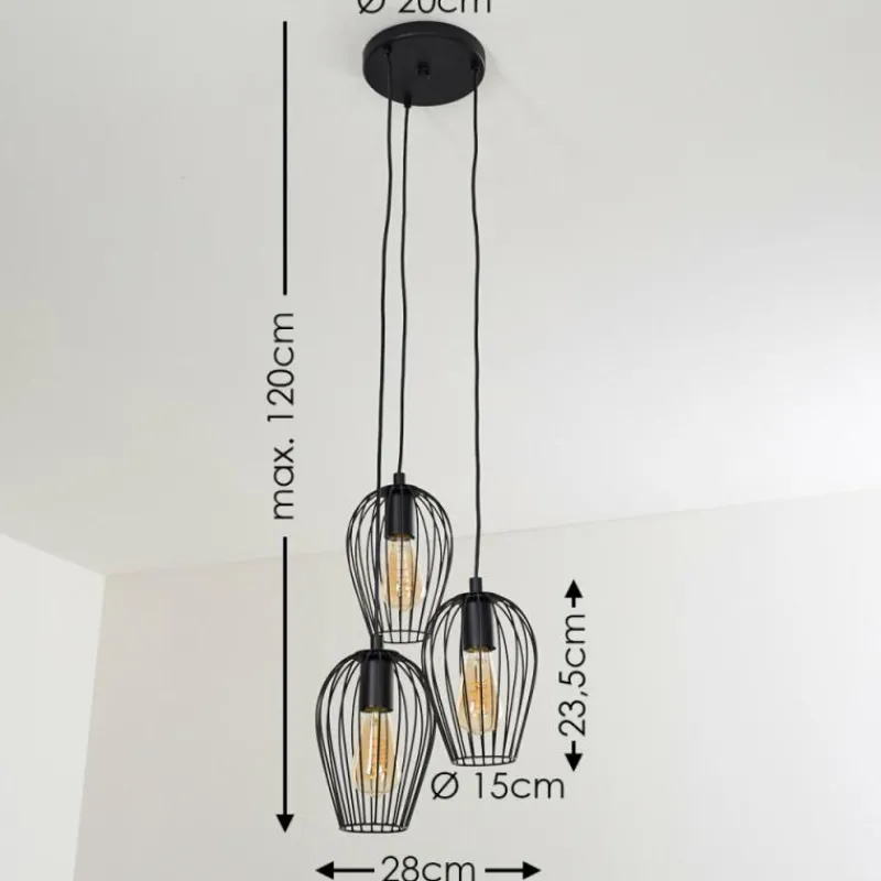 hofstein Suspension Negril Noir, 3 lumières