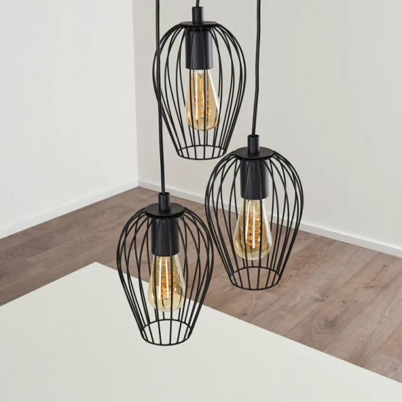 hofstein Suspension Negril Noir, 3 lumières