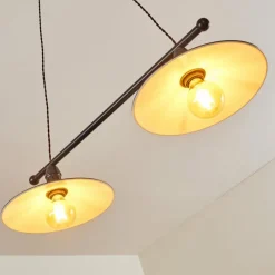 Luminaires Rustiques-hofstein Suspension Nibyn Beige, Brun foncé, 2 lumières