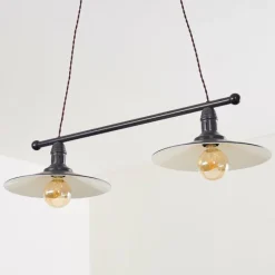 Luminaires Rustiques-hofstein Suspension Nibyn Beige, Brun foncé, 2 lumières