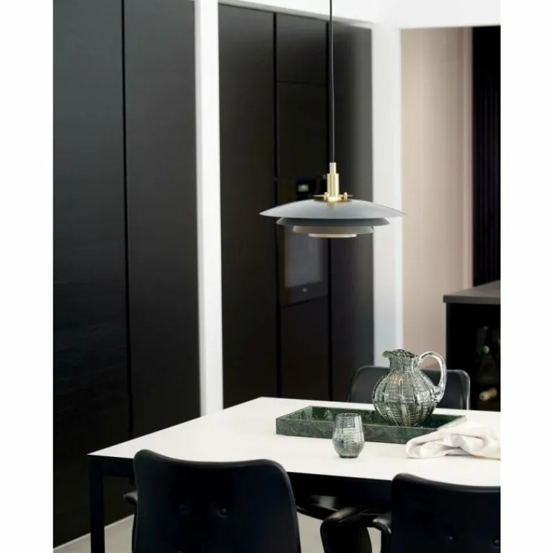 Luminaires Scandinaves-Luminaires Nordlux Suspension Nordlux BRETAGNE Gris, Laiton, 1 lumière