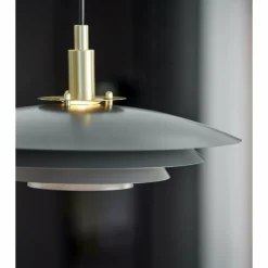 Luminaires Scandinaves-Luminaires Nordlux Suspension Nordlux BRETAGNE Gris, Laiton, 1 lumière