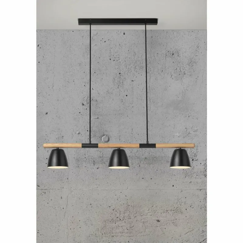 Lampes En Bois-Luminaires Nordlux Suspension Nordlux THEO Bois clair, Noir, 3 lumières