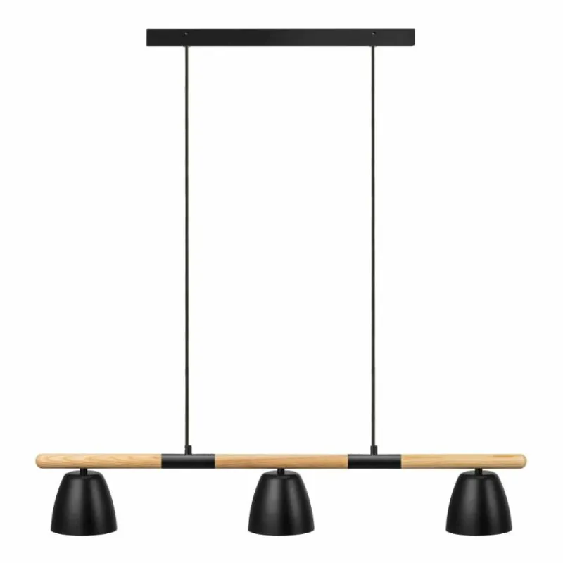 Lampes En Bois-Luminaires Nordlux Suspension Nordlux THEO Bois clair, Noir, 3 lumières