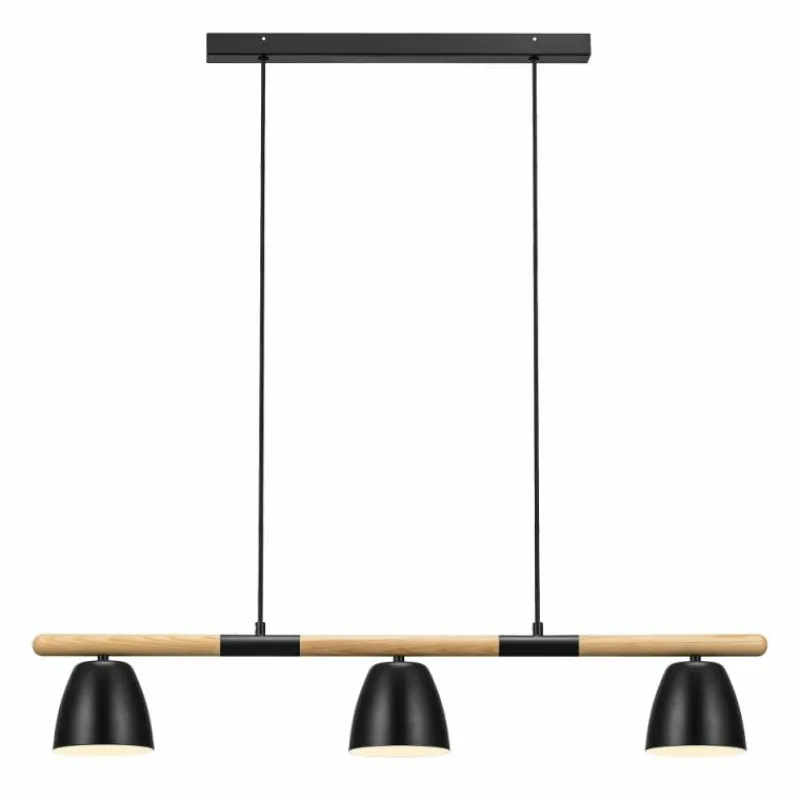 Lampes En Bois-Luminaires Nordlux Suspension Nordlux THEO Bois clair, Noir, 3 lumières