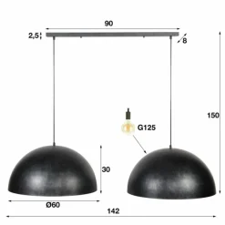 Lampes Vintages & Rétros-hofstein Suspension Nottoria Noir, 2 lumières