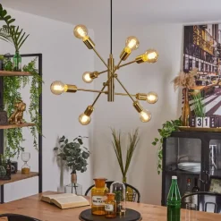 Lampes Vintages & Rétros-hofstein Suspension Novilleros Laiton, 8 lumières