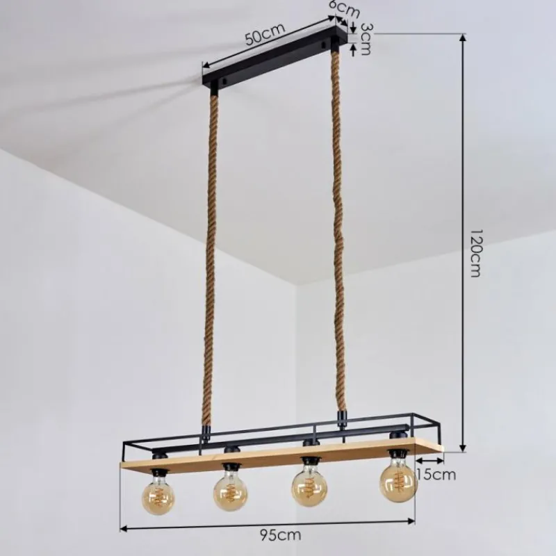 Style Boho-Chic-hofstein Suspension Nubani Écru, Noir, 4 lumières