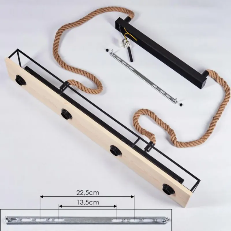 Style Boho-Chic-hofstein Suspension Nubani Écru, Noir, 4 lumières