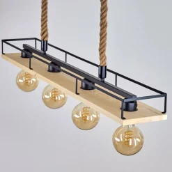 Style Boho-Chic-hofstein Suspension Nubani Écru, Noir, 4 lumières