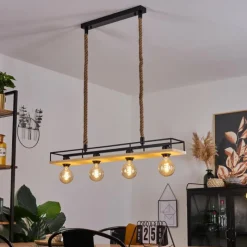 Style Boho-Chic-hofstein Suspension Nubani Écru, Noir, 4 lumières