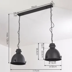 Lampes Industrielles-hofstein Suspension Ogho Noir, 2 lumières