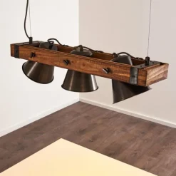 Luminaires Rustiques-hofstein Suspension Oksbol Bois foncé, Noir, 3 lumières