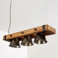 Luminaires Rustiques-hofstein Suspension Oksbol Bois foncé, Noir, 3 lumières