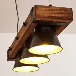 Luminaires Rustiques-hofstein Suspension Oksbol Bois foncé, Noir, 3 lumières