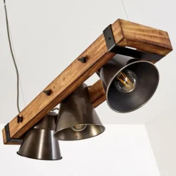 Luminaires Rustiques-hofstein Suspension Oksbol Bois foncé, Noir, 3 lumières