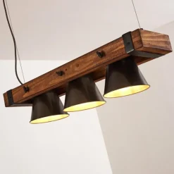 Luminaires Rustiques-hofstein Suspension Oksbol Bois foncé, Noir, 3 lumières