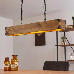 Lampes Vintages & Rétros-hofstein Suspension Olomouc Bois clair, Noir, 4 lumières