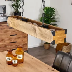 Lampes Vintages & Rétros-hofstein Suspension Olomouc Bois clair, Noir, 4 lumières