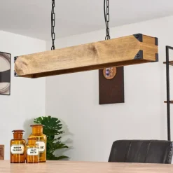 Lampes Vintages & Rétros-hofstein Suspension Olomouc Bois clair, Noir, 4 lumières