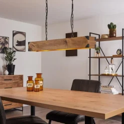 Lampes Vintages & Rétros-hofstein Suspension Olomouc Bois clair, Noir, 4 lumières