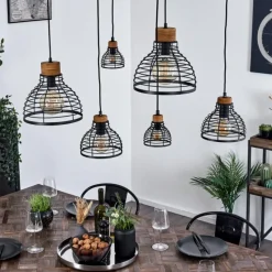 Lampes Vintages & Rétros-hofstein Suspension Omba Noir, 6 lumières