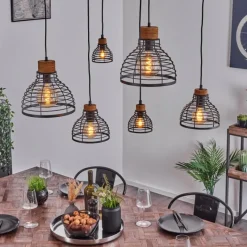 Lampes Vintages & Rétros-hofstein Suspension Omba Noir, 6 lumières