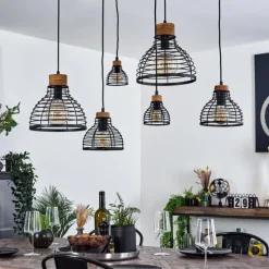 Lampes Vintages & Rétros-hofstein Suspension Omba Noir, 6 lumières