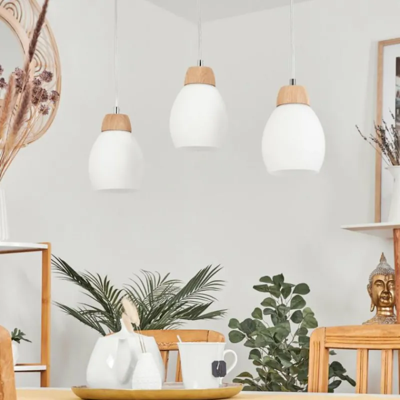 hofstein Suspension Ombucta Écru, 3 lumières