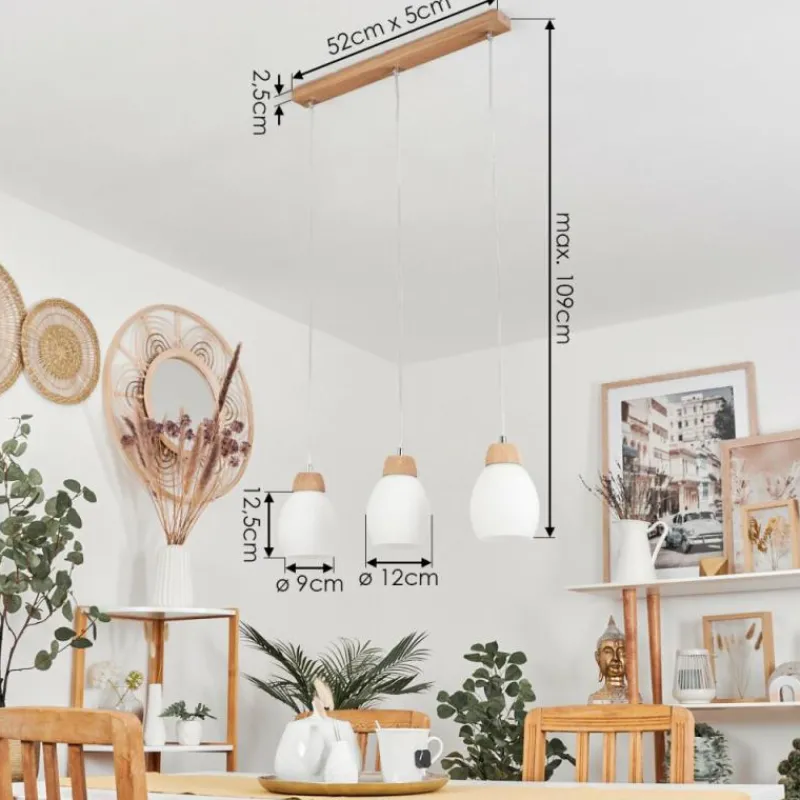 hofstein Suspension Ombucta Écru, 3 lumières