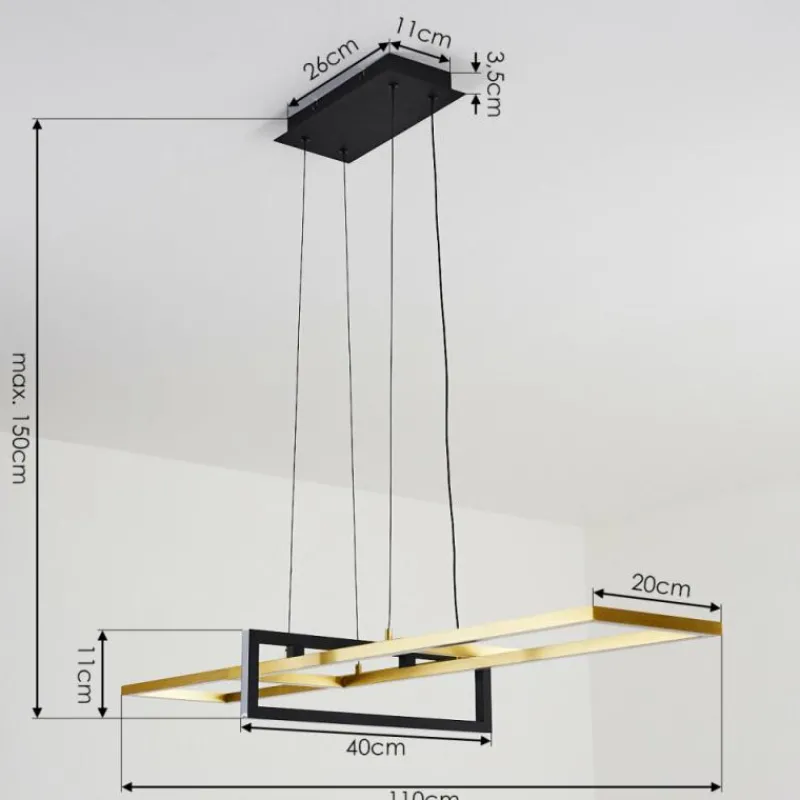 Lampes Art Déco-hofstein Suspension Omega LED Noir, 1 lumière