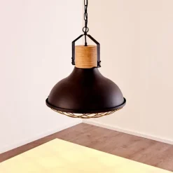 Lampes Industrielles-hofstein Suspension Onsala Bois foncé, Noir, 1 lumière