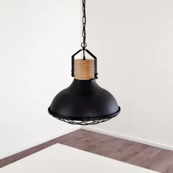 Lampes Industrielles-hofstein Suspension Onsala Bois foncé, Noir, 1 lumière