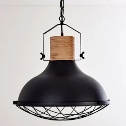 Lampes Industrielles-hofstein Suspension Onsala Bois foncé, Noir, 1 lumière
