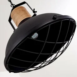 Lampes Industrielles-hofstein Suspension Onsala Bois foncé, Noir, 1 lumière