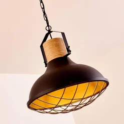 Lampes Industrielles-hofstein Suspension Onsala Bois foncé, Noir, 1 lumière