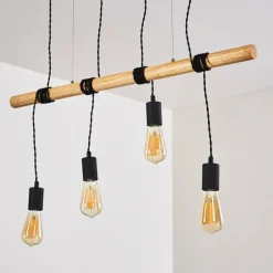 Luminaires Rustiques-hofstein Suspension Oostkapelle Noir, 4 lumières