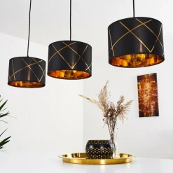 Lampes En Tissu-hofstein Suspension Opatija Noir, 3 lumières