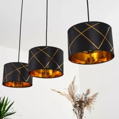 Lampes En Tissu-hofstein Suspension Opatija Noir, 3 lumières