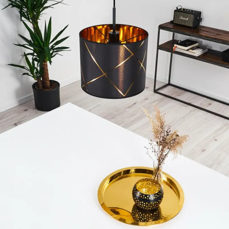 Lampes En Tissu-hofstein Suspension Opatija Noir, 1 lumière