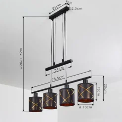 Lampes En Tissu-hofstein Suspension Opatija Noir, 4 lumières