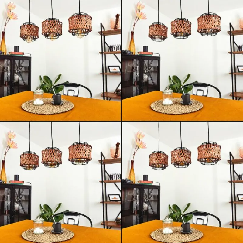 Style Boho-Chic-hofstein Suspension Otta Noir, 3 lumières