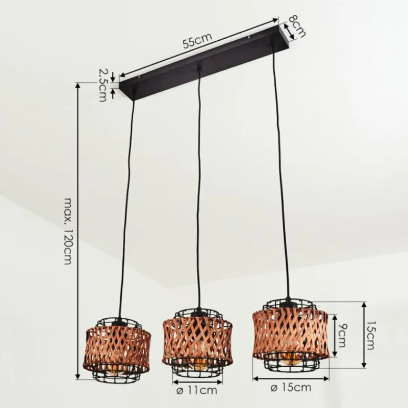 Style Boho-Chic-hofstein Suspension Otta Noir, 3 lumières