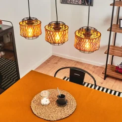 Style Boho-Chic-hofstein Suspension Otta Noir, 3 lumières